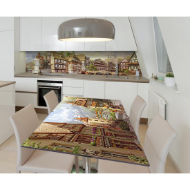 Наклейка 3Д виниловая на стол Zatarga «Немецкая деревушка» 600х1200 мм для домов, квартир, столов, кофейн,