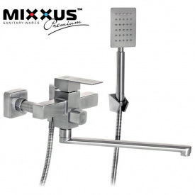 Смеситель для ванны длинный нос MIXXUS Kub EURO (Chr-006), Польша (нержавеющая сталь)