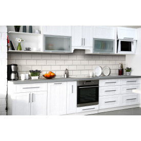 Скинали на кухню Zatarga «Белый кафель» 650х2500 мм виниловая 3Д наклейка кухонный фартук самоклеящаяся