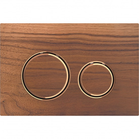 Клавиша смыва Geberit Sigma21 двойной смыв натуральное дерево черный орех и красное золото 115.650.JX.1