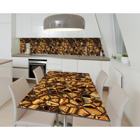 Наклейка 3Д виниловая на стол Zatarga «Золотые слитки» 650х1200 мм для домов, квартир, столов, кофейн, кафе