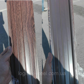 Паркан двосторонній металевий Темне дерево