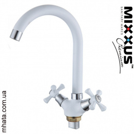Змішувач для кухні вухо MIXXUS Omega White (білий) (Chr-275), Польща