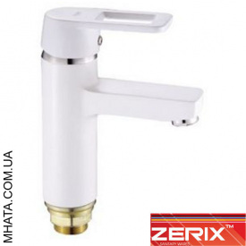 Смеситель для умывальника на гайке Zerix 1030-7 White Chr-001