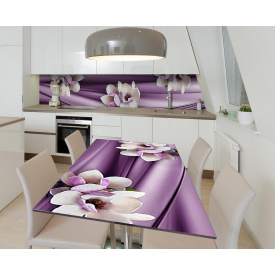Наклейка 3Д виниловая на стол Zatarga «Фиолетовая улыбка» 650х1200 мм для домов, квартир, столов, кофейн, кафе