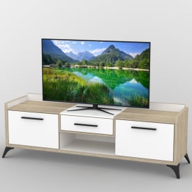Тумба под телевизор Тиса Мебель ТВ-384 Дуб сонмоа Белый