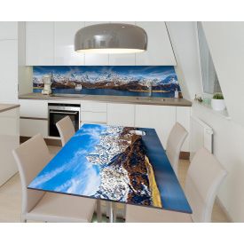 Наклейка 3Д виниловая на стол Zatarga «Зеснеженные вершины» 650х1200 мм для домов, квартир, столов, кофейн,