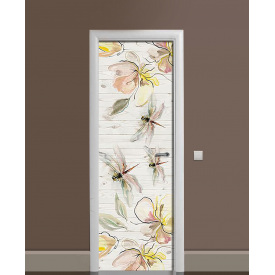 Наклейка на дверь Zatarga «Белая стрекоза любви» 650х2000 мм виниловая 3Д наклейка декор самоклеящаяся