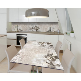 Наклейка 3Д виниловая на стол Zatarga «Туманная серость» 600х1200 мм для домов, квартир, столов, кофейн, кафе