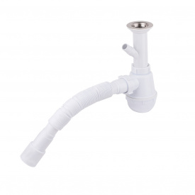 Сифон для кухонной мойки Lidz (WHI) 60 05 M002 00 с отводом для стиральной машины (выход 40/50 мм)