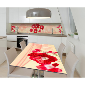 Наклейка 3Д виниловая на стол Zatarga «Красное покрывало» 600х1200 мм для домов, квартир, столов, кофейн, кафе