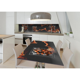 Наклейка 3Д виниловая на стол Zatarga «Охровая дымка» 650х1200 мм для домов, квартир, столов, кофейн, кафе