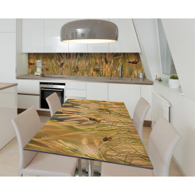 Наклейка 3Д виниловая на стол Zatarga «Птички в камышах» 650х1200 мм для домов, квартир, столов, кофейн, кафе