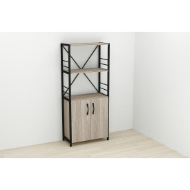 Этажерка 3/60 Ferrum-decor Серии Конект с тумбой 144x60x28 Черный ДСП Сонома Трюфель (FD1025)