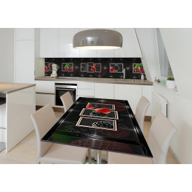 Наклейка 3Д виниловая на стол Zatarga «Ягоды в невесомости» 600х1200 мм для домов, квартир, столов, кофейн,