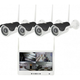 Комплект беспроводного видеонаблюдения CNV 4 Камеры + Регистратор с экраном 13'' DVR KIT LCD 1304 WiFi 4ch