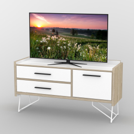 Тумба под телевизор Тиса Мебель ТВ-404 Дуб сонмоа Белый