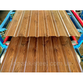 Профнастил ПС 10 под дерево золотой 3д дуб