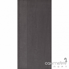 Плитка напольная ступень с прорезями Paradyz Doblo Nero Stopnica Prosta Mat. 29,8X59,8