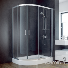 Душова кабіна напівкругла асиметрична ліва Besco Modern 100x80x185 тоноване скло