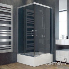 Душова кабіна квадратна для глибокого піддона Besco Modern 80x80x165 скло матове морозне