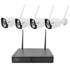 Комплект видеонаблюдения беспроводной DVR KIT CAD Full HD UKC 8004/6673 WiFi 4ch набор на 4 камеры Изюм