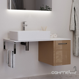 Консоль для раковины с тумбой и столешницей из акрилового камня Marsan Oscar 1000 правая бисмарк глянцевый