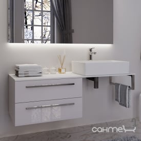 Консоль для раковины с тумбой и столешницей из акрилового камня Marsan Oscar 1200 левая бисмарк глянцевый