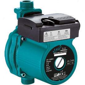 Насос для повышения давления 123Вт Hmax 9м Qmax 25л/мин Ø¾" 160мм + гайки Ø½" LEO 3.0 (774741)