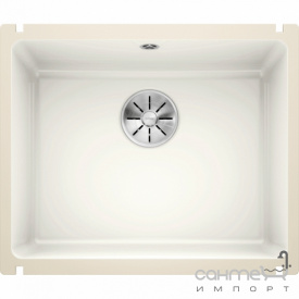 Керамическая кухонная мойка под столешницу Blanco Subline 500-U 514506+клапан-автомат, глянцевый белый