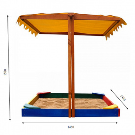 Детская песочница цветная SportBaby с уголками и навесом 145х145х150 (Песочница 23)