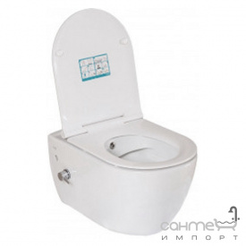 Безободковый підвісний унітаз з функцією біде і сидінням softclose дюропластів CeraStyle City ОР 0002444 білий