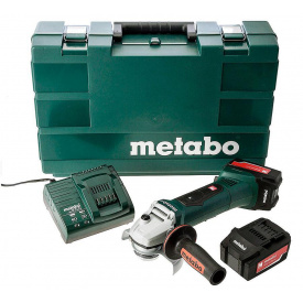 Аккумуляторная болгарка Metabo W 18 LTX 125 + акб Li-Power 18 V 4 Ah + з/у ASC 30-36 V + кейс (602174610)