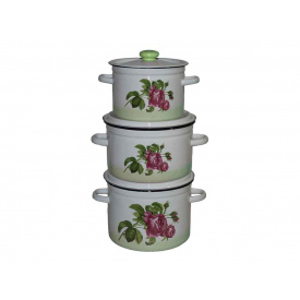 Набір емальованого посуду 3-х предм. ТМ Idilia №263 Троянда кавказу (зелена) (434770)