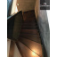 Деревянная двухэтажная лестница со стеклом на тетиве в темно-шоколадном цвете Херсон
