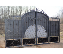 Ворота кованые с ВМонтированной калиткой, замком, завесами 3.6х2.15 м. Legran