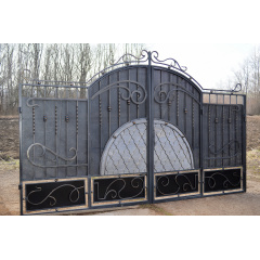 Ворота ковані з ВМонтованою хвірткою, замком, завісами 3.6х2.15 м. Legran Ромни