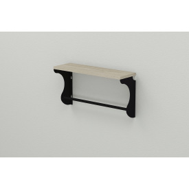 Полка настенная Ferrum-decor Юзиби 270x700x150 металл Черный ДСП Сонома 16 мм (UZI0046)