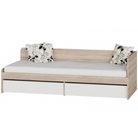 Односпальная кровать с ящиками Эверест Соната-800 сонома + белый