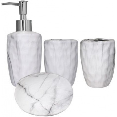 Набор аксессуаров S&T Мрамор для ванной комнаты 4 предмета керамика (psg_ST-888-06-022) Чернігів