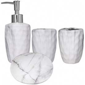 Набор аксессуаров S&T Мрамор для ванной комнаты 4 предмета керамика (psg_ST-888-06-022)