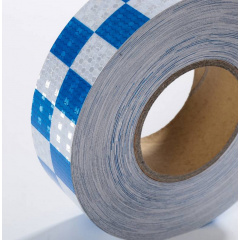 Светоотражающая самоклеящаяся лента шахматка Eurs Сине-Белая 50 м 5 см (CHMT50-BLUE-WHITE) Ромни