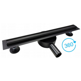 Трап для душа BW Tech Slim 60 см черный поворотный выход (R04BK600)