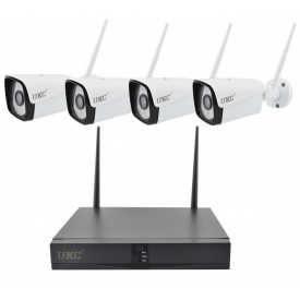 Комплект видеонаблюдения беспроводной DVR регистратор 4-канальный и 4 камеры HLV Full HD Wi-Fi Kit 8004/6673