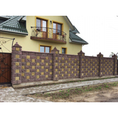 Блок декоративний рваний камінь кутовий з фаскою 390х190х90х190 мм коричневий Київ