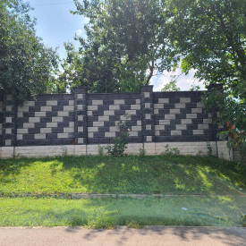 Блок половина декоративний рваний камінь 190х190х90 мм темно-сірий