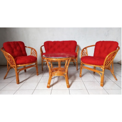 Комплект Cruzo Таврия Ред плетенная мебель софа кресла журнальный столик из ротанга светло-коричневого с красными мягкими подушками Запорожье
