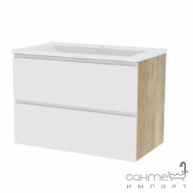 Подвесная тумба с раковиной Mirater Prio 80 белая, раковина Глория