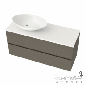 Подвесная тумба с раковиной на столешнице Mirater Freya 120 оливково-серая матовая раковина Lex R