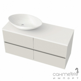 Подвесная тумба с раковиной на столешнице Mirater Freya 120 белая матовая раковина Lex R